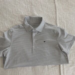 Boy’s Vineyard Vines Grey and White Striped Polo “On the Go”